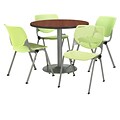 KFI 42 Round Mahogany HPL Table with 4 Lime Green KOOL Chairs  (42R192SMH230P14)