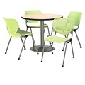 KFI 36 Round Natural HPL Table with 4 Lime Green KOOL Chairs  (36R192SNA230P14)