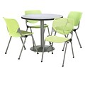 KFI 42 Round Grey Nebula HPL Table with 4 Lime Green KOOL Chairs  (42R192SGN230P14)