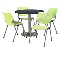 KFI 36 Round Graphite Nebula HPL Table with 4 Lime Green KOOL Chairs  (36R192SGR230P14)
