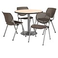 KFI 36 Round Natural HPL Table with 4 Brownstone KOOL Chairs  (36R192SNA230P18)