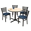 KFI 36 Round Natural HPL Table with 4 Navy Vinyl Cafe Chairs (36R025NAIM316NV)