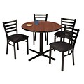 KFI 36 Round Mahogany HPL Table with 4 Black Vinyl Cafe Chairs (36R025MHIM316BV)