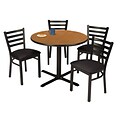 KFI 42 Round Medium Oak HPL Table with 4 Black Vinyl Cafe Chairs (42R025MOIM316BV)