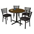 KFI 42 Round Walnut HPL Table with 4 Black Vinyl Cafe Chairs (42R025WLIM316BV)