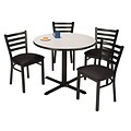 KFI 36 Round Grey Nebula HPL Table with 4 Black Vinyl Cafe Chairs (36R025GNIM316BV)