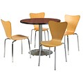 KFI 36 Round Mahogany HPL Table with 4 Natural Bentwood Cafe Chairs (36R192SMH3888NA)