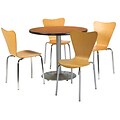 KFI 42 Round Medium Oak HPL Table with 4 Natural Bentwood CafeChairs (42R192SMO3888NA)