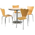 KFI 36 Round Natural HPL Table with 4 Natural Bentwood Cafe Chairs (36R192SNA3888NA)