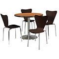 KFI 36 Round Medium Oak HPL Table with 4 Espresso Bentwood Cafe Chairs (36R192SMO3888ES)