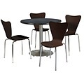 KFI 42 Round Graphite Nebula HPL Table with 4 Espresso Bentwood Cafe Chairs (42R192SGR3888ES)