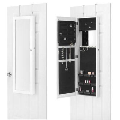 Whitmor Mirrored Over-The-Door Jewelry Cabinet, White (63755957BB)