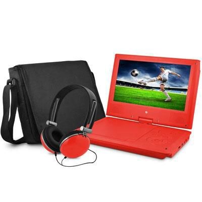 Ematic EPD909 Portable 9" DVD Player with Matching Headphones and Bag, Red