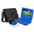 Ematic EPD707 Portable 7 DVD Player with Matching Headphones and Bag, Blue