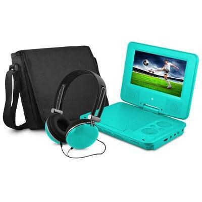 Ematic EPD707 Portable 7" DVD Player with Matching Headphones and Bag, Teal