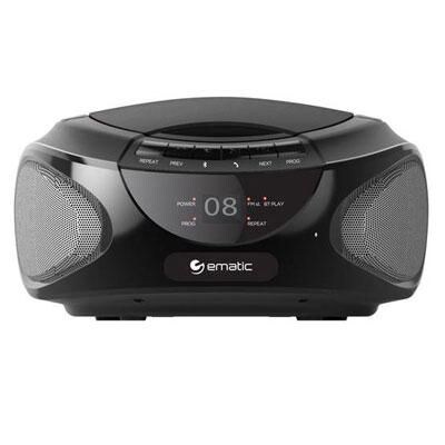 Ematic EBB9224 CD Boombox with Bluetooth Audio and Speakerphone; Black