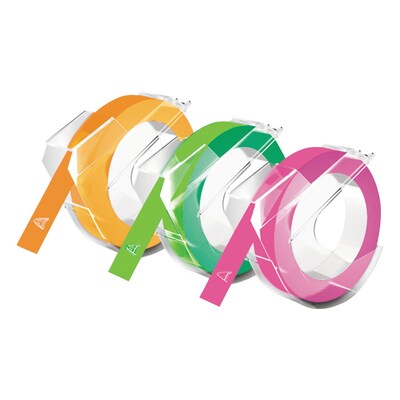 DYMO® Self-Adhesive Glossy Labeling Tape for Embossers, 3/8 x 9.8 ft Roll, Asst, 3/Pack