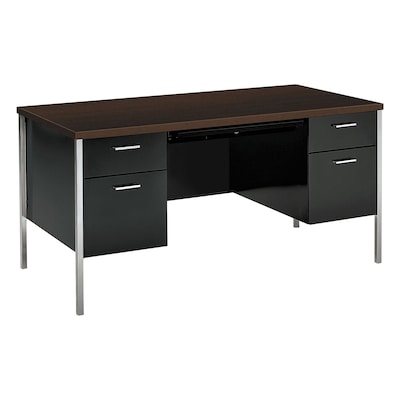 HON® 34000 Series in Mocha, Desk with Double Pedestal