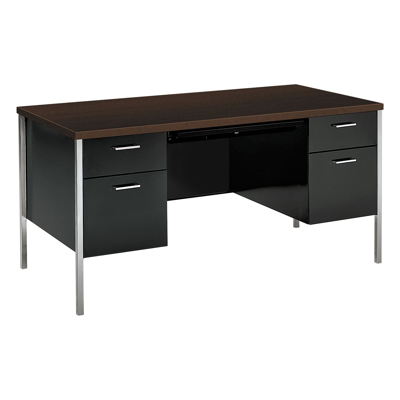 HON 34000 Series 60W Double Pedestal Desk, Mocha/Black (HON34962MOP)