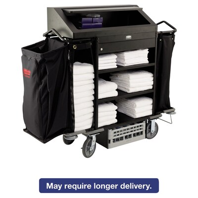Rubbermaid® Deluxe High Security Housekeeping Cart; Black
