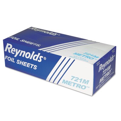 Reynolds 721M Metro Pop-Up Aluminum Foil Sheets, 12"x10.75", 6 BX/500 Sheets, 3,000 Sheets/CS.