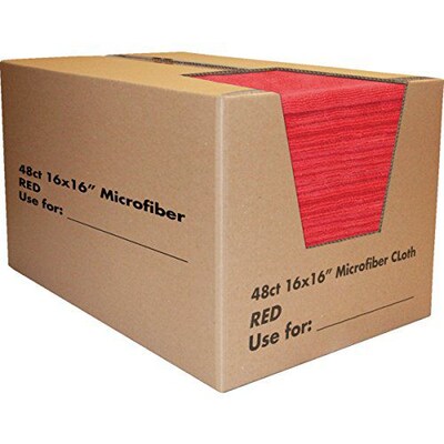 Zwipes 16 x 16 Microfiber Cleaning Towel, Red, Package of 48 (H1-744)