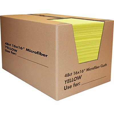 Zwipes 16 x 16 Microfiber Cleaning Towel, Yellow, Package of 48 (H1-746)
