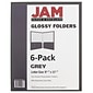 JAM Paper® Laminated Two-Pocket Glossy Presentation Folders, Grey, 6/Pack (31225352U)