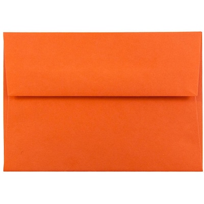 JAM Paper 4Bar A1 Colored Invitation Envelopes, 3.625 x 5.125, Orange Recycled, 50/Pack (15808I)