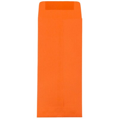 JAM Paper Open End #11 Currency Envelope, 4 1/2" x 10 3/8", Orange Brite Hue, 50/Pack (3156394I)