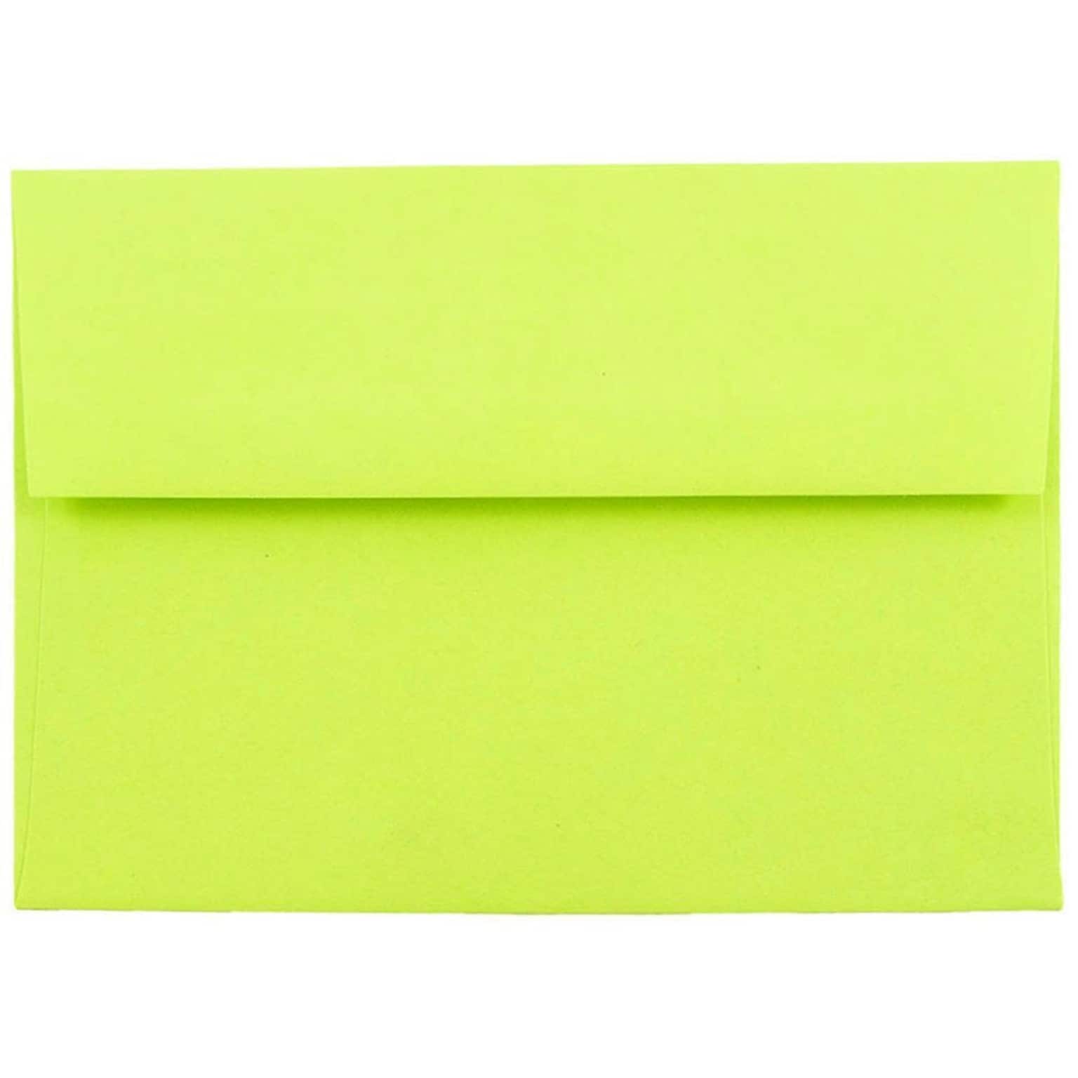 JAM Paper A6 Colored Invitation Envelopes, 4.75 x 6.5, Ultra Lime Green, 50/Pack (52610I)