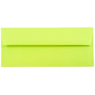 JAM Paper #10 Business Envelope, 4 1/8 x 9 1/2, Lime Green, 1000/Carton (71091B)