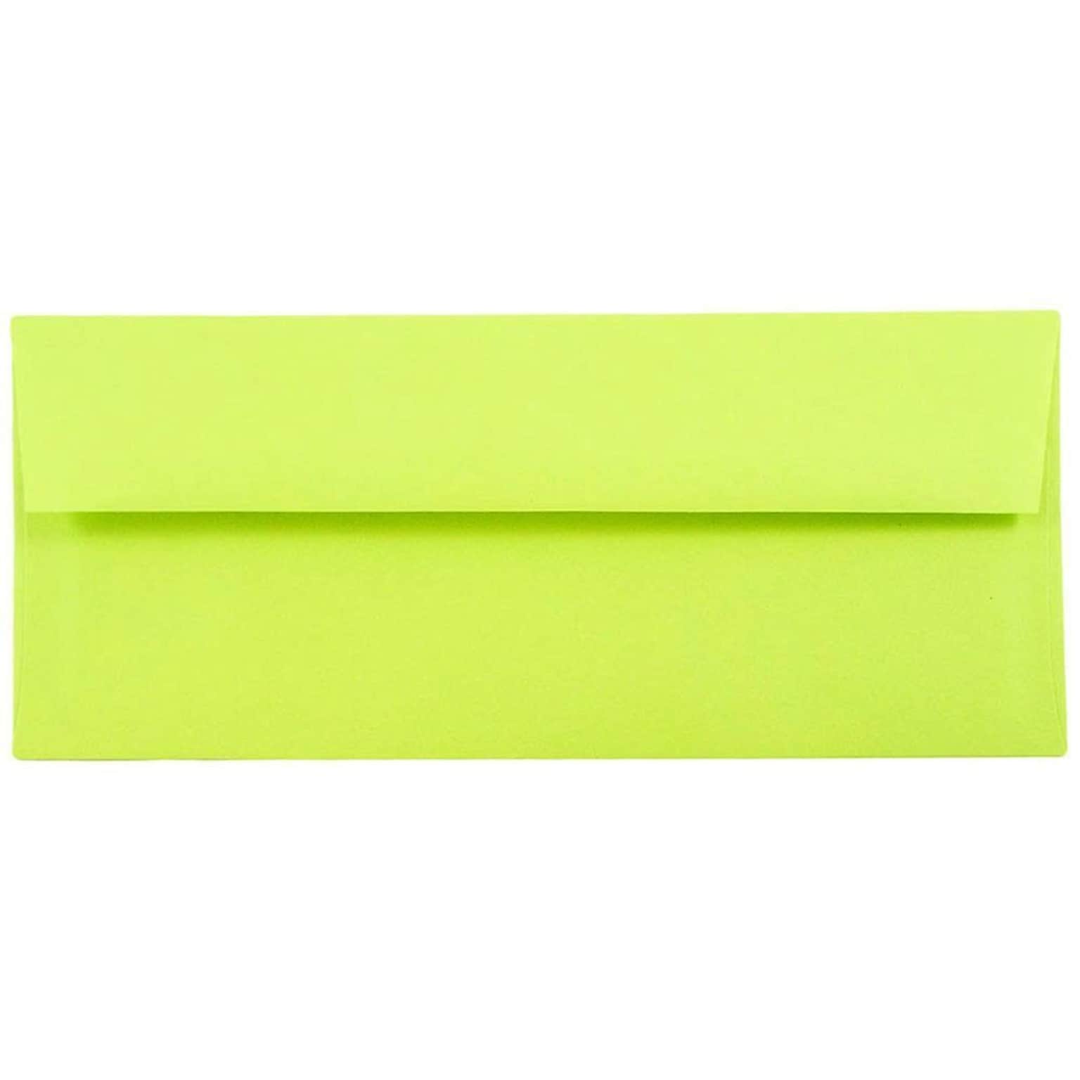 JAM Paper #10 Business Envelope, 4 1/8 x 9 1/2, Lime Green, 500/Pack (71091H)