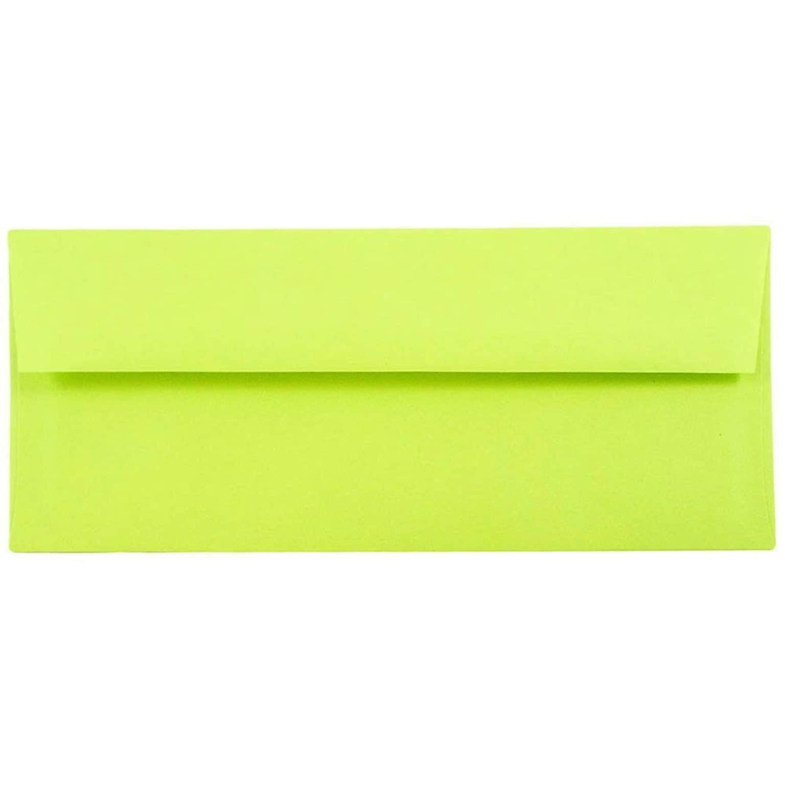 JAM Paper #10 Business Envelope, 4 1/8 x 9 1/2, Lime Green, 1000/Carton (71091B)