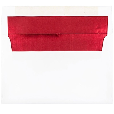 JAM Paper A9 Foil Lined Invitation Envelopes, 5.75 x 8.75, White with Red Foil, 25/Pack (76798)