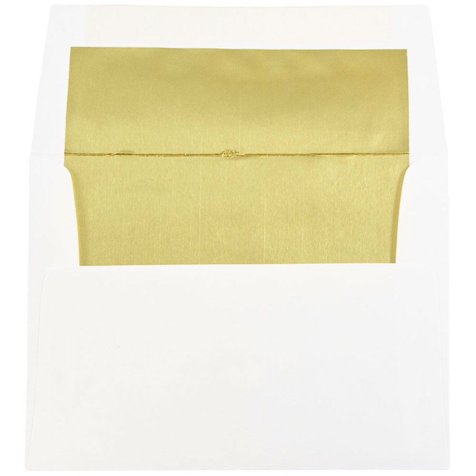 JAM Paper A2 Foil Lined Invitation Envelopes, 4.375 x 5.75, White with Gold Foil, 25/Pack (79507)