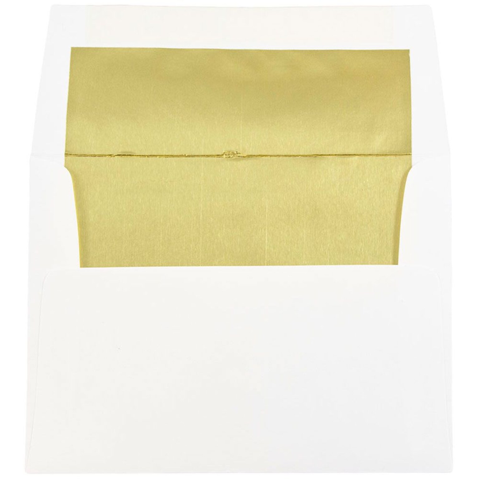 JAM Paper® A2 Foil Lined Invitation Envelopes, 4.375 x 5.75, White with Gold Foil, 25/Pack (79507)