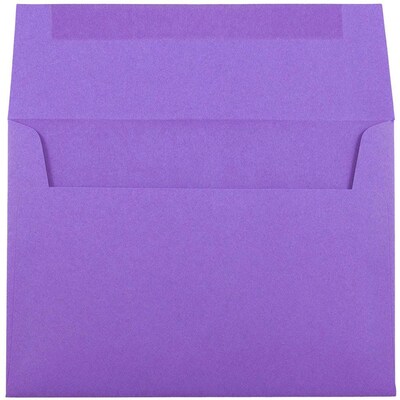 JAM Paper A7 Colored Invitation Envelopes, 5 1/4" x 7 1/4", Violet Purple Recycled, 50/Pack (80278I)