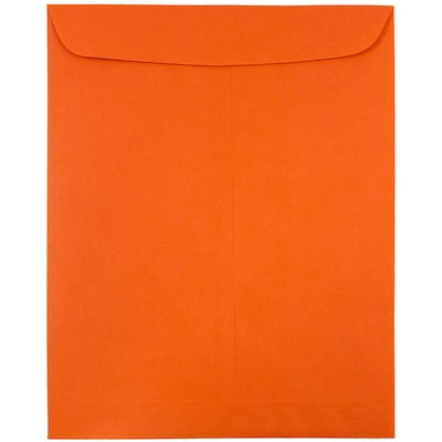 JAM Paper 9 x 12 Open End Catalog Colored Envelopes, Orange Recycled, 100/Pack (80410)