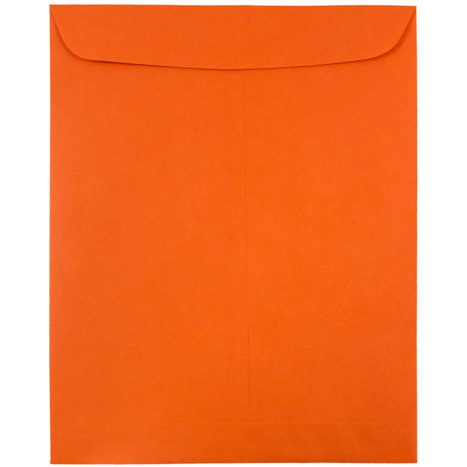 JAM Paper 9 x 12 Open End Catalog Colored Envelopes, Orange Recycled, 100/Pack (80410)