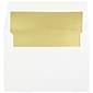 JAM Paper A6 Invitation Envelope, 4 3/4 x 6 1/2, White And Gold, 25/Pack (82851)