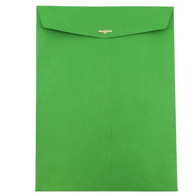 JAM Paper 10" x 13" Open End Catalog Colored Envelopes with Clasp Closure, Green Recycled, 10/Pack (87519B)