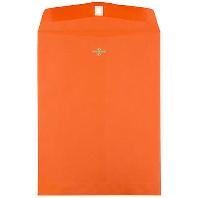 JAM Paper 9 x 12 Open End Catalog Colored Envelopes with Clasp Closure, Orange Recycled, 10/Pack (