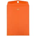 JAM Paper 9 x 12 Open End Catalog Colored Envelopes with Clasp Closure, Orange Recycled, 10/Pack (