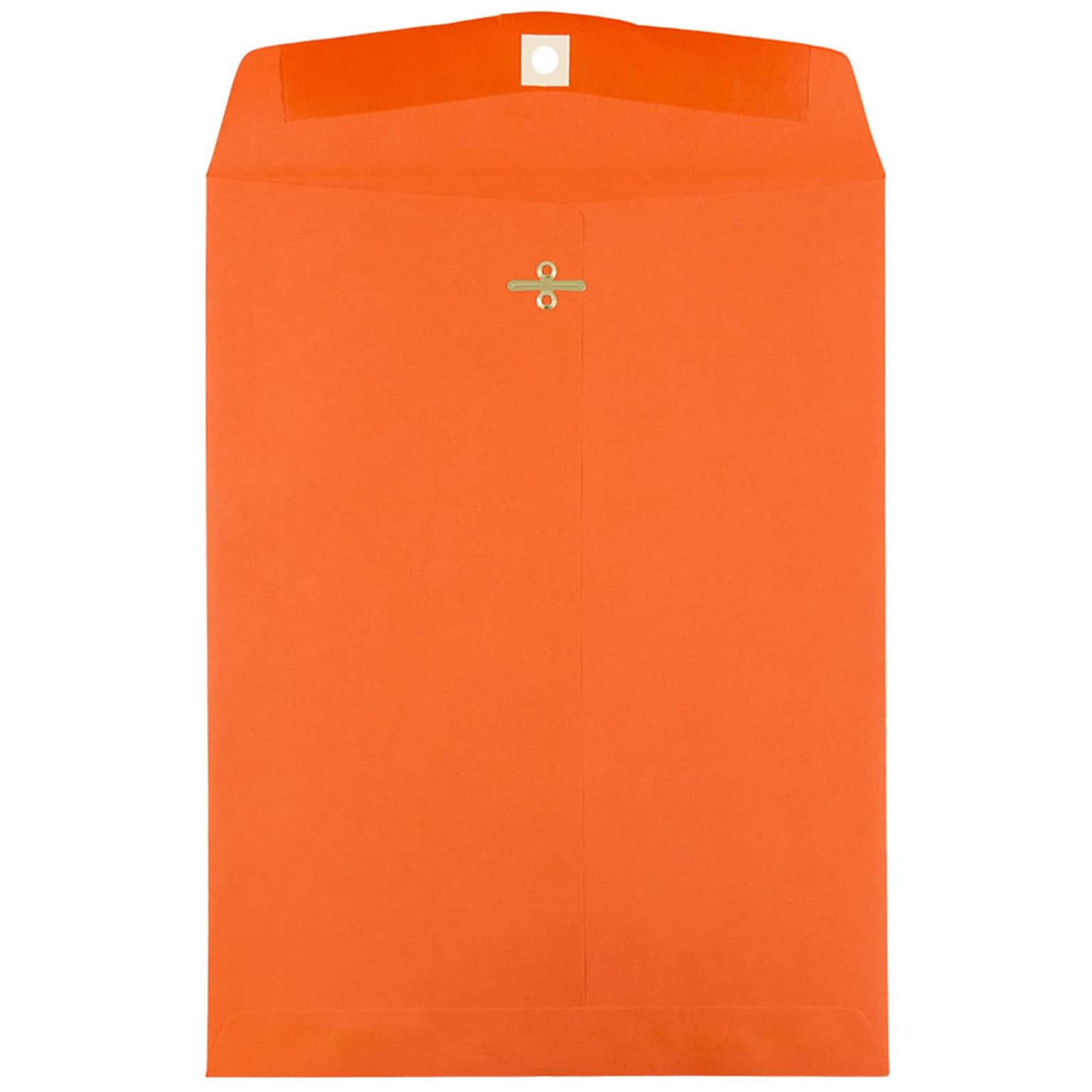 JAM Paper Open End Clasp Catalog Envelope, 9 x 12, Orange, 100/Box (92938)