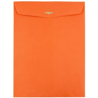 JAM Paper 9" x 12" Open End Catalog Colored Envelopes with Clasp Closure, Orange Recycled, 10/Pack (92938B)