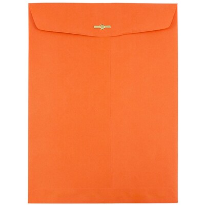 JAM Paper 9 x 12 Open End Catalog Colored Envelopes with Clasp Closure, Orange Recycled, 10/Pack (