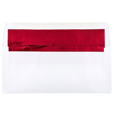 JAM Paper Open End #10 Business Envelope, 4 1/8 x 9 1/2, White and Red, 50/Pack (95140I)