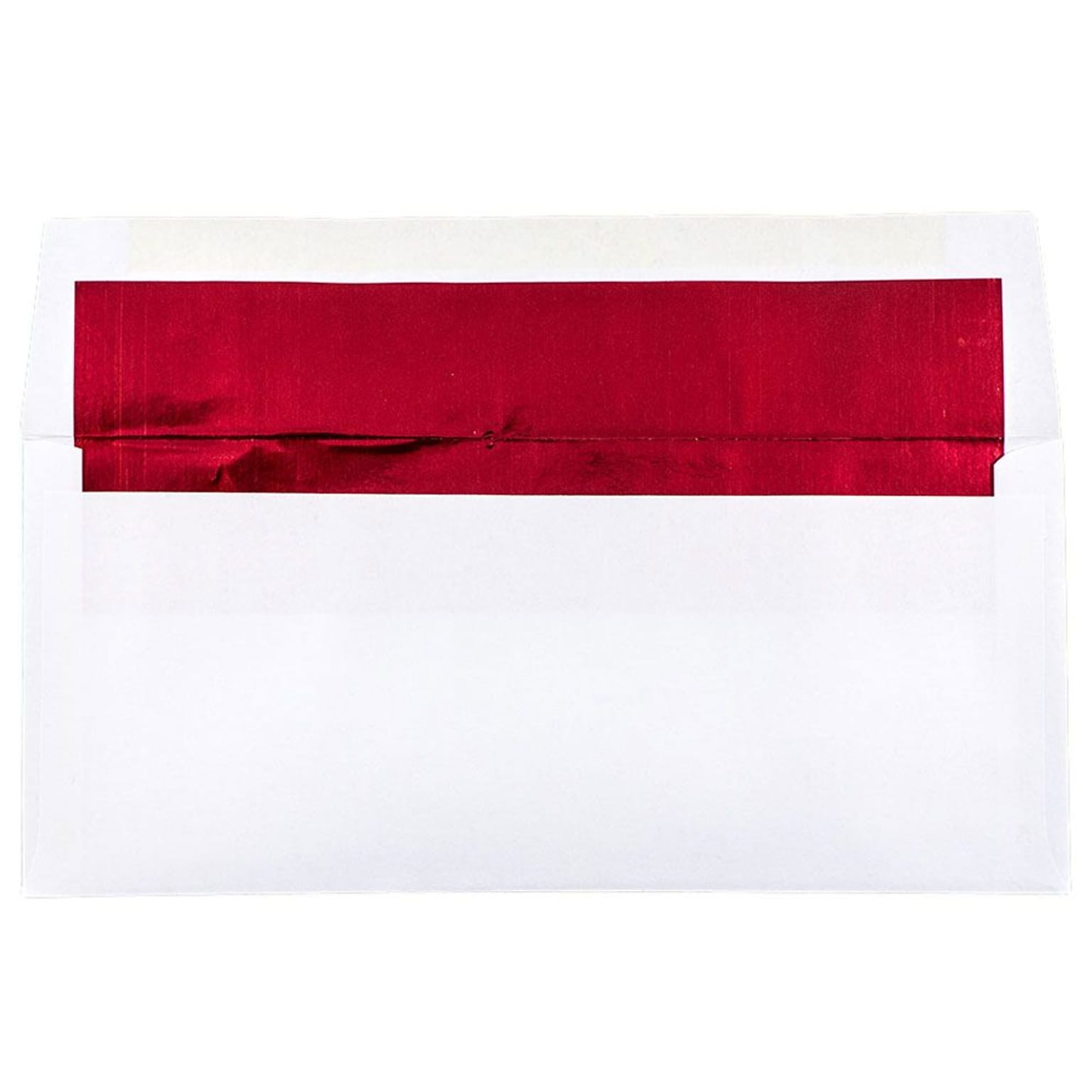JAM Paper Open End #10 Business Envelope, 4 1/8 x 9 1/2, White and Red, 500/Pack (95140H)