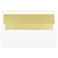 JAM Paper® #10 Business Foil Lined Envelopes, 4.125 x 9.5, White with Gold Foil, Bulk 500/Box (95165H)
